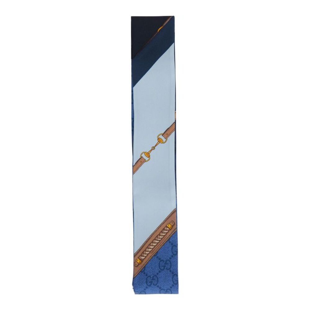 Gucci Women Blue Scarf With All-Over Print In Gg Silk For Women